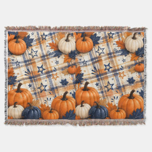Rustic Pumpkin Plaid Throw Blanket – Cosy Autumn H