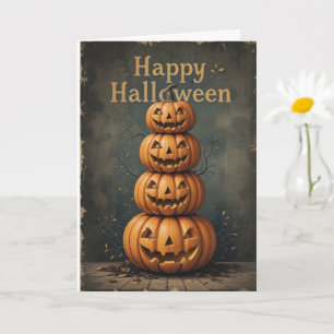 Rustic Pumpkin Stack Halloween Farmhouse Fall Vibe Card