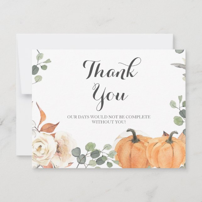 Rustic pumpkin Thank You Card . (Front)