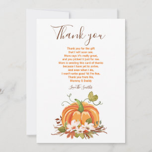 Rustic Pumpkin thank you Rustic Fall Baby shower Card
