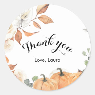 Rustic pumpkin Thank You Stickers