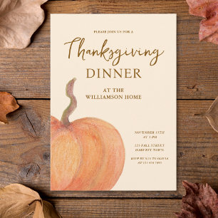 Rustic Pumpkin Thanksgiving Dinner Invitation