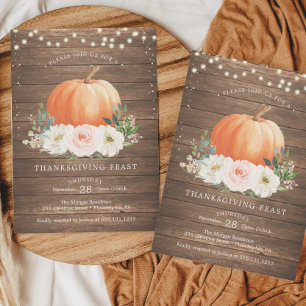 Rustic Pumpkin Thanksgiving Dinner Invitation