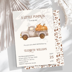 Rustic Pumpkin Truck Baby Shower minimalistic Invitation