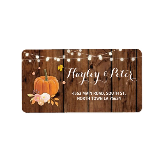 Rustic Pumpkin Wood Address Light Labels Stickers (Front)