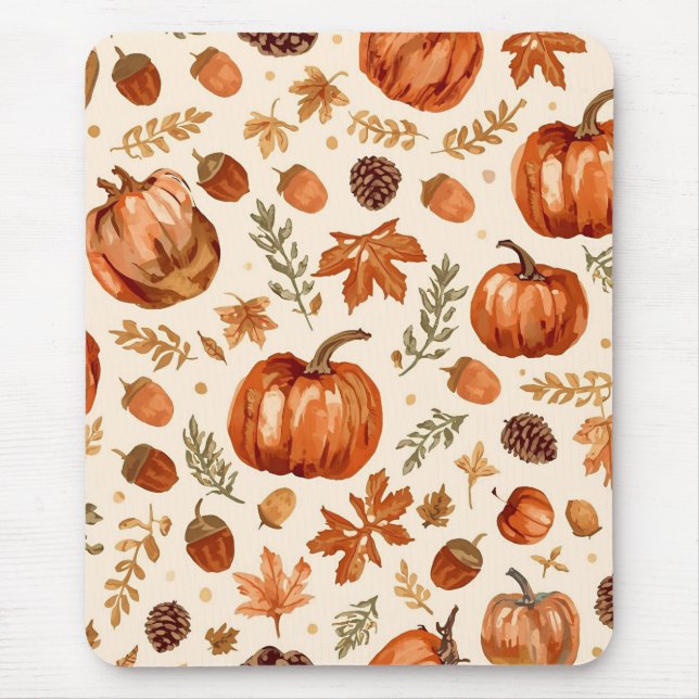 Rustic Pumpkins & Acorns Cozy Mouse Pad (Front)