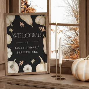 Rustic Pumpkins Fall Baby Shower Welcome Sign