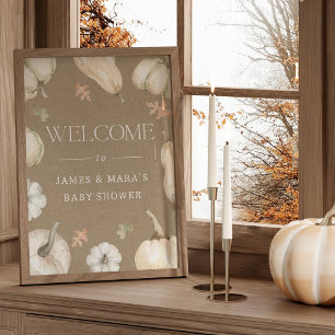 Rustic Pumpkins Fall Baby Shower Welcome Sign