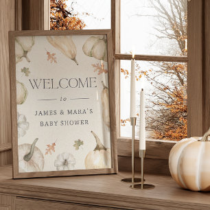Rustic Pumpkins Fall Baby Shower Welcome Sign