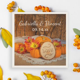 Rustic Pumpkins Fall Barn Wedding Napkin