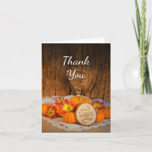 Rustic Pumpkins Fall Barn Wedding Thank You Card