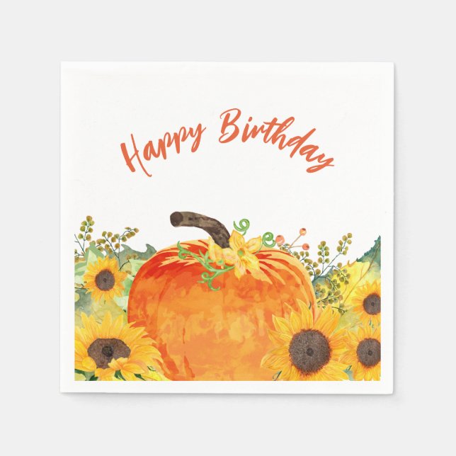 Rustic Pumpkins Fall Birthday Napkin (Front)