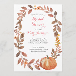Rustic Pumpkins Fall Rustic Bridal Shower Invitation