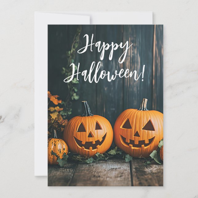 Rustic Pumpkins Halloween Greeting Card (Front)