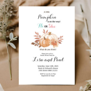 Rustic Pumpkins He or She Gender Reveal Invitation