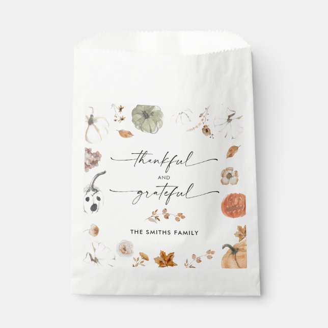 Rustic Pumpkins Thanksgiving Dinner Favour Bags (Front)