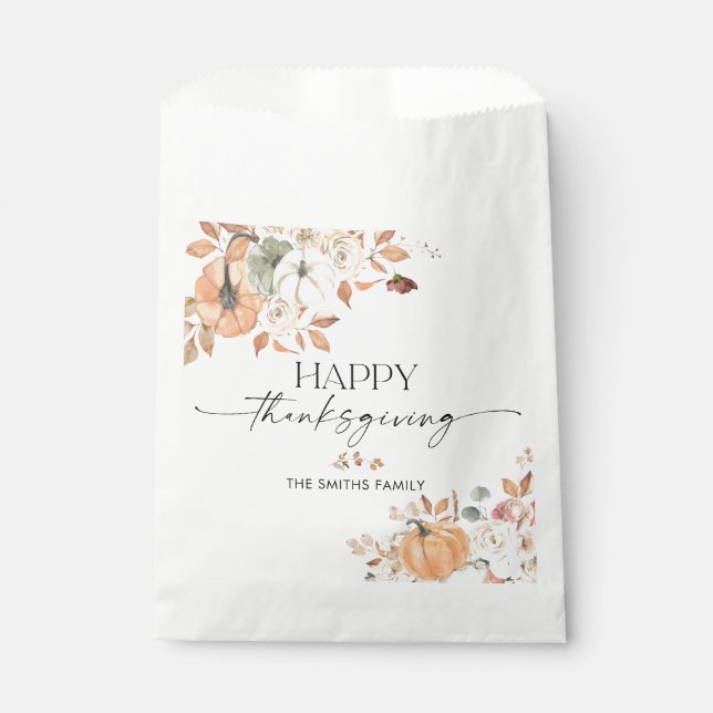 Rustic Pumpkins Thanksgiving Dinner Favour Bags (Front)