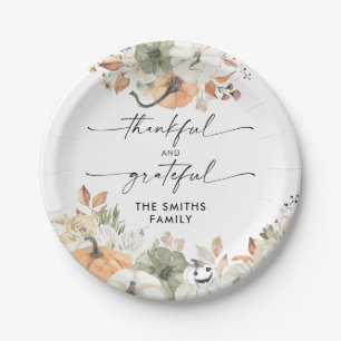 Rustic Pumpkins Thanksgiving Dinner Paper Plate