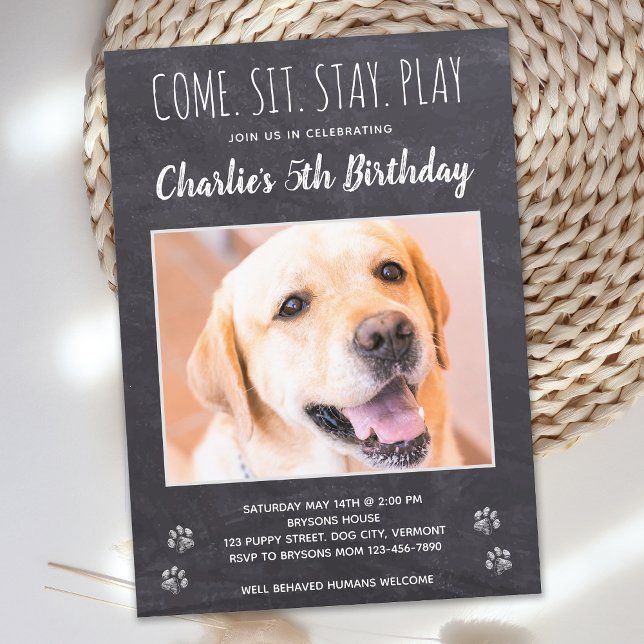 Rustic Puppy Dog Birthday Party Photo Invitation (Creator Uploaded)