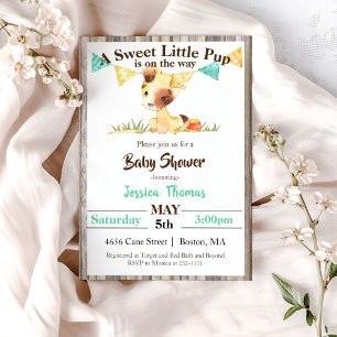 Rustic Puppy Dog Boy Baby Shower Invitation