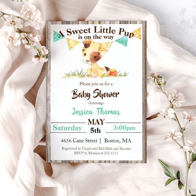 Rustic Puppy Dog Boy Baby Shower Invitation (Creator Uploaded)