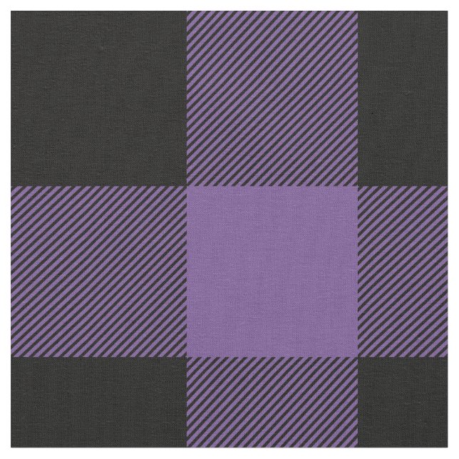Rustic Purple and Black Buffalo Plaid Fabric (Close Up)