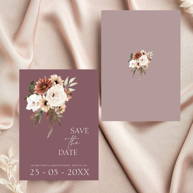 Rustic Purple and Peach Floral Wedding Save The Date (Rustic Purple and Peach Floral Wedding Save The Date)