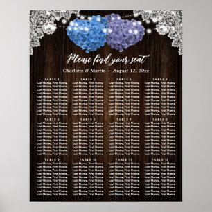 Rustic Purple Blue Floral Wedding Seating Chart 12