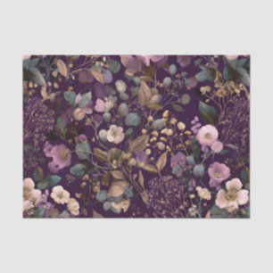 Rustic Purple Botanical Bold Vintage Boho Floral Tissue Paper