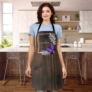 Rustic Purple Butterfly Personalised Apron