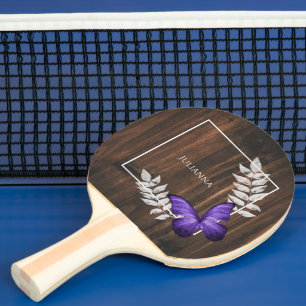 Rustic Purple Butterfly Ping Pong Paddle