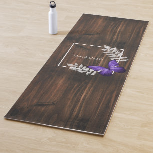Rustic Purple Butterfly Yoga Mat