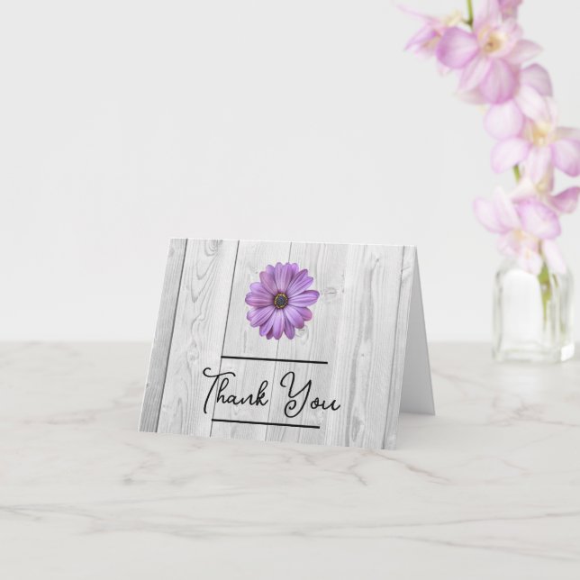 Rustic Purple Daisy Thank You Card (Orchid)