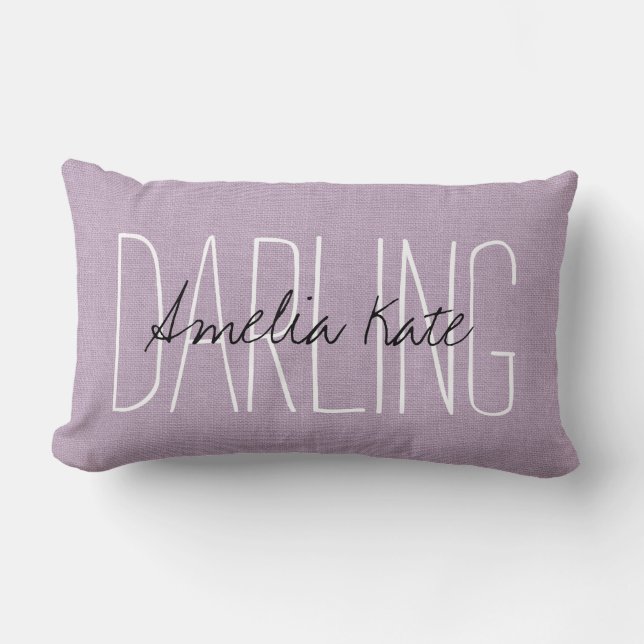 Rustic Purple Darling Monogram Lumbar Cushion (Front)