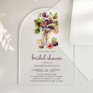 Rustic Purple Fig Mason Jar Bridal Shower Acrylic Invitations