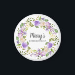 Rustic Purple Floral 80th Birthday Favour Magnet<br><div class="desc">Purple and ivory white roses create a beautifully rustic floral wreath. The birthday woman's name is written in a large script font. 80th Birthday is below. This item is part of the Rustic Purple Floral Botanical 80th Birthday collection. It contains many DIY templates that let you quickly create invitations and...</div>