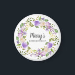 Rustic Purple Floral 80th Birthday Favour Magnet<br><div class="desc">Purple and ivory white roses create a beautifully rustic floral wreath. The birthday woman's name is written in a large script font. 80th Birthday is below. This item is part of the Rustic Purple Floral Botanical 80th Birthday collection. It contains many DIY templates that let you quickly create invitations and...</div>