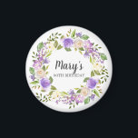 Rustic Purple Floral 90th Birthday Favour Magnet<br><div class="desc">Purple and ivory white roses create a beautifully rustic floral wreath. The birthday woman's name is written in a large script font. 90th Birthday is below. This item is part of the Rustic Purple Floral Botanical 90th Birthday collection. It contains many DIY templates that let you quickly create invitations and...</div>