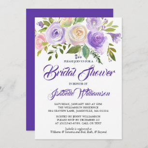Rustic Purple Floral Bridal Shower Invitation