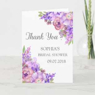 Rustic Purple Floral Bridal Shower Thank You Card