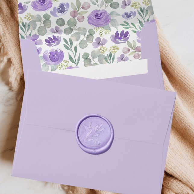 Rustic Purple Floral Eucalyptus Wedding Envelope (Creator Uploaded)