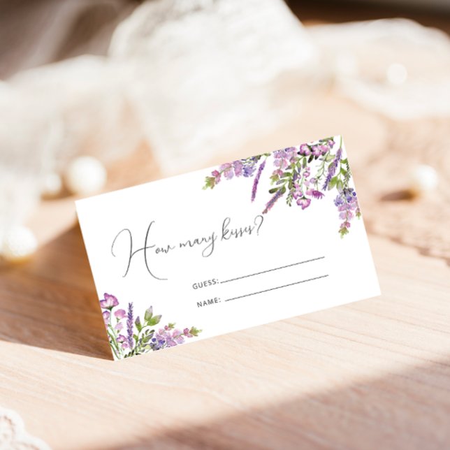 Rustic Purple Floral Lavender How Many Kisses Game Enclosure Card (Creator Uploaded)