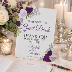 Rustic Purple Floral Please Sign Our Guest Book