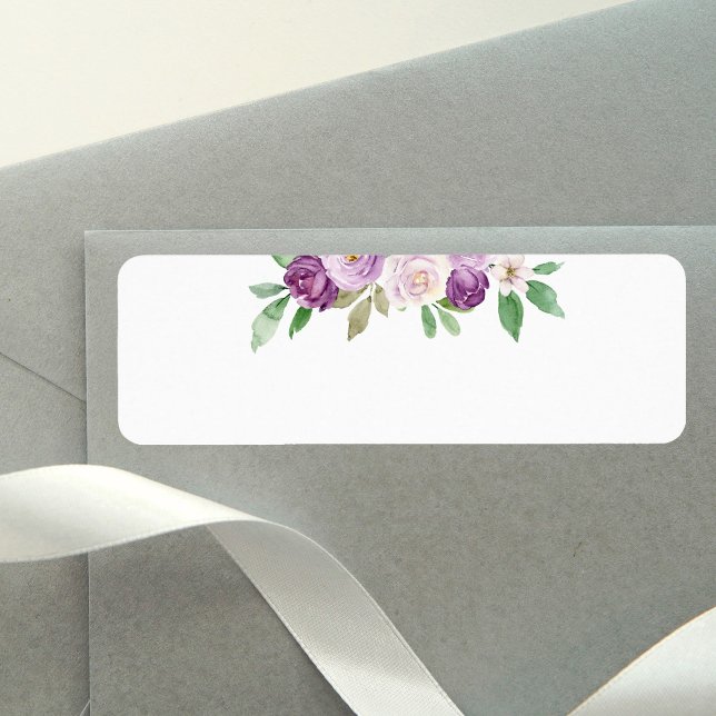 Rustic Purple Floral Wedding Blank Return Address Label (Creator Uploaded)