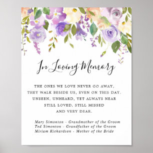 Rustic Purple Floral Wedding Memorial Sign
