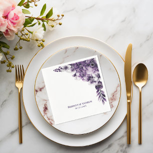 Rustic Purple Floral Wedding Napkin