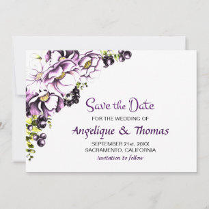 Rustic Purple Floral Wedding Save The Date