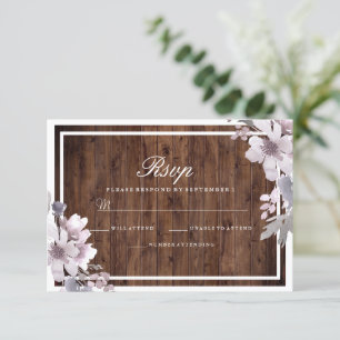 Rustic Purple Floral Winter Wedding RSVP