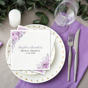 Rustic Purple Flower Bridal Shower Celebration Napkin