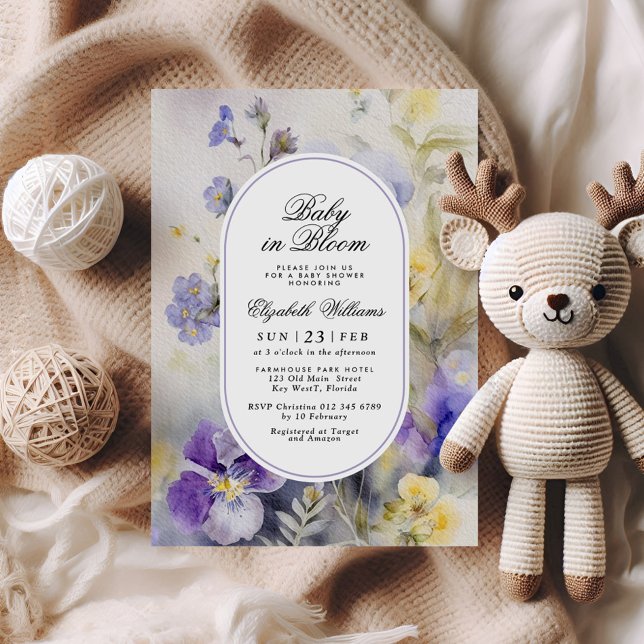 Rustic Purple Flowers Baby in Bloom Shower Invitation (Creator Uploaded)